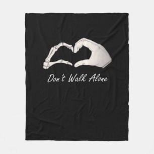 Don't Walk - White Classic - Skeleton Hands Hearts Fleece Blanket