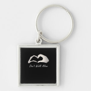 Don't Walk - White Classic - Skeleton Hands Hearts Key Ring