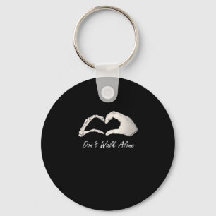 Don't Walk - White Classic - Skeleton Hands Hearts Key Ring