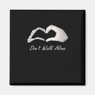 Don't Walk White Classic Skeleton Hands Hearts Magnet