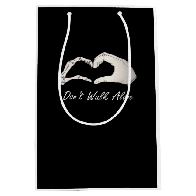 Don't Walk - White Classic - Skeleton Hands Hearts Medium Gift Bag (Front)