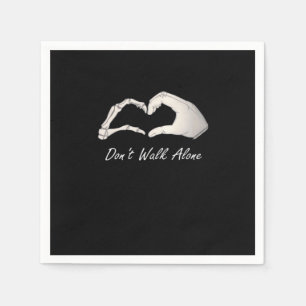 Don't Walk White Classic Skeleton Hands Hearts Napkin