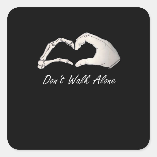 Don't Walk - White Classic - Skeleton Hands Hearts Square Sticker (Front)