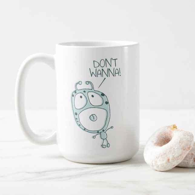 Don't Wanna - Cute Alien Monster Tantrum Mug (With Donut)