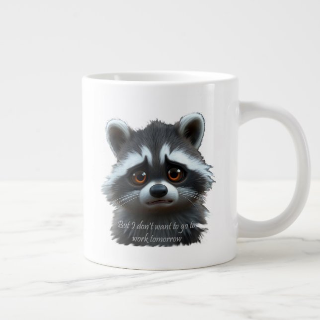 Don't wanna work Racoon Animal Large Coffee Mug (Right)