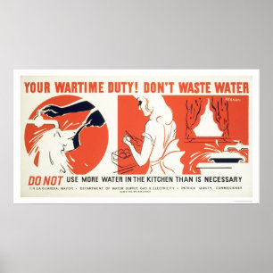 Don't Waste Water Kitchen WPA Poster