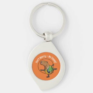 Don't Worry Be Cappy Capybara Gymnast Hoop Cartoon Key Ring