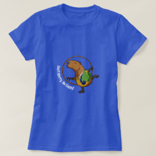 Don't Worry Be Cappy Capybara Gymnast Hoop Cartoon T-Shirt