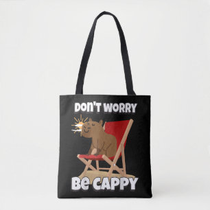 Don't Worry Be Cappy, Cute Capybara Gift Animal Tote Bag