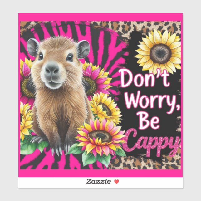 Don't Worry, Be Cappy – Cute Capybara Sunflower  (Sheet)