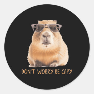 Dont Worry Be Capy Capybara  Classic Round Sticker