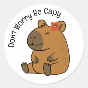 Don't Worry Be Capy, Capybara Classic Round Sticker