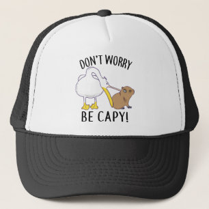 Don't Worry, Be Capy. Capybara Orange Unbothered Trucker Hat