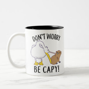 Don't Worry, Be Capy. Capybara Orange Unbothered Two-Tone Coffee Mug