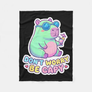 Don't worry be capy cute kawaii capybara summer fleece blanket