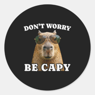 Dont worry be capy funny capybara  classic round sticker