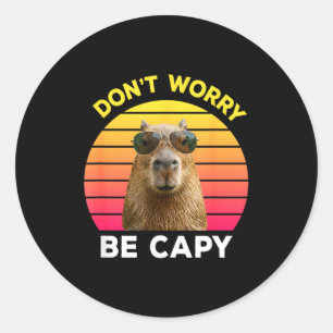 Dont worry be capy funny capybara  classic round sticker