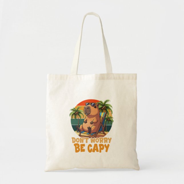Dont Worry Be Capy Funny Capybara Tote Bag (Front)