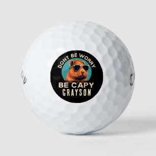 Don't Worry Be Capy Funny Cool Personalised Name Golf Balls