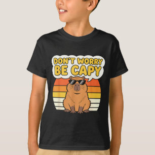 Don't worry be capy funny cute capybara meme retro T-Shirt