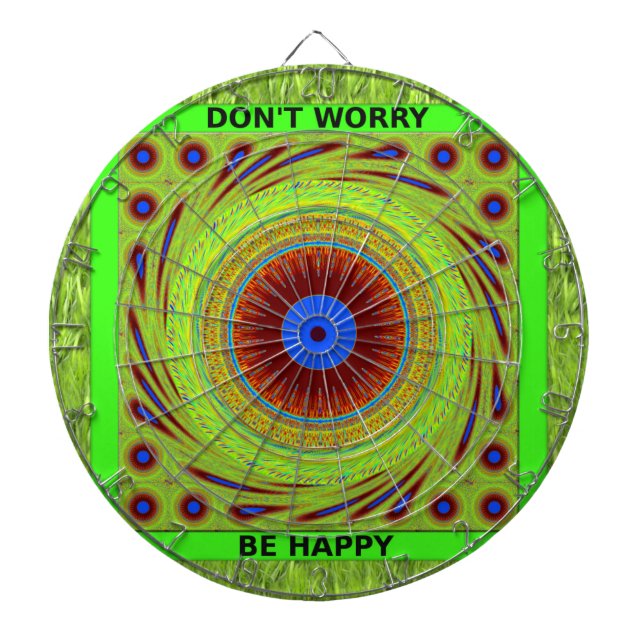 Don't Worry Be Happy Art Print Dartboard (Front)