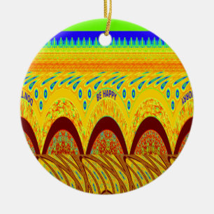 Don't Worry Be Happy Art Print Design Ceramic Tree Decoration