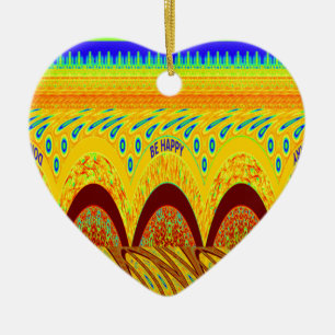 Don't Worry Be Happy Art Print Design Ceramic Tree Decoration