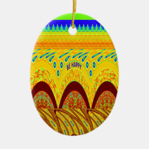 Don't Worry Be Happy Art Print Design Ceramic Tree Decoration