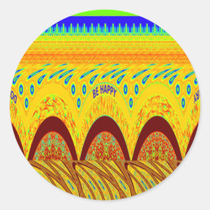 Don't Worry Be Happy Art Print Design Classic Round Sticker