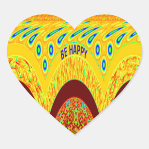 Don't Worry Be Happy Art Print Design Heart Sticker