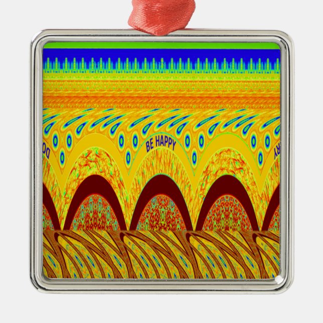 Don't Worry Be Happy Art Print Design Metal Tree Decoration (Front)