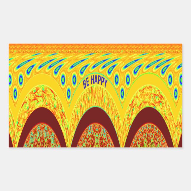 Don't Worry Be Happy Art Print Design Rectangular Sticker (Front)