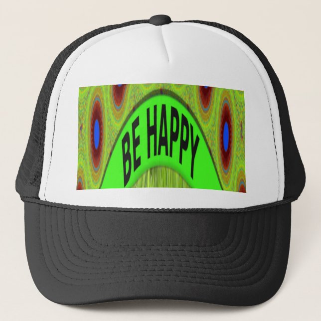 Don't Worry Be Happy Art Print Trucker Hat (Front)