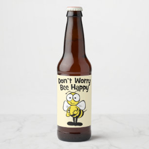 Don't Worry Be Happy Bee   Bumble Bee Beer Bottle Label