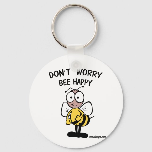 Don't Worry Be Happy Bumble Bee Key Ring (Front)