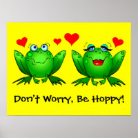 Don't Worry Be Hoppy Froggy Love Poster Yellow