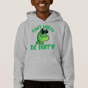 Don't Worry Be Hoppy Smiling Cartoon Frog