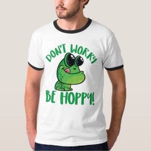 Don't Worry Be Hoppy Smiling Cartoon Frog T-Shirt