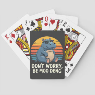 Don't Worry Be Moo Deng Baby Pygmy Hippo Retro Playing Cards