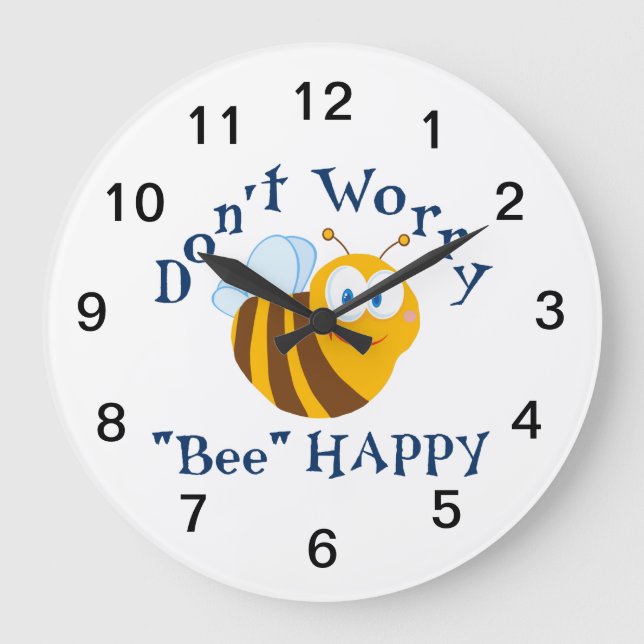 Don't worry "Bee" Happy Large Wall Clock (Front)