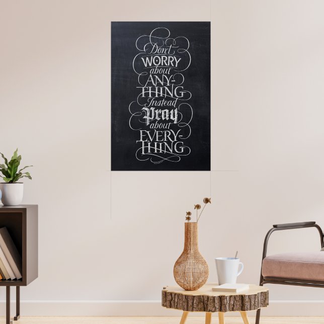 DON'T WORRY - Chalkboard Calligraphy Christian Poster (Living Room 3)