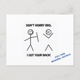 Don't Worry I Got Your Back Stickmen Stick Men Postcard