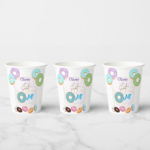 Donut 1st birthday boy   paper cups