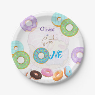 Donut 1st birthday boy  paper plate