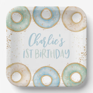 Donut 1st Birthday Personalized Party Paper Plates