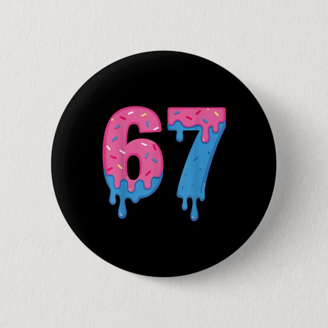 Donut 67 Meme Fun Six Seven Sprinkles Design  6 Cm Round Badge (Front)
