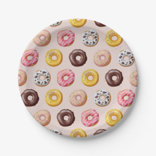 Donut Bakery Shop Pattern Paper Plate