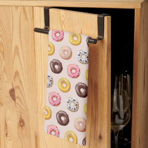 Donut Bakery Shop Pattern Tea Towel