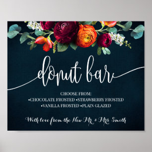 Donut Bar Bridal Wedding Reception Wine Navy Sign