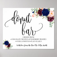Donut bar party wedding reception navy burgundy
